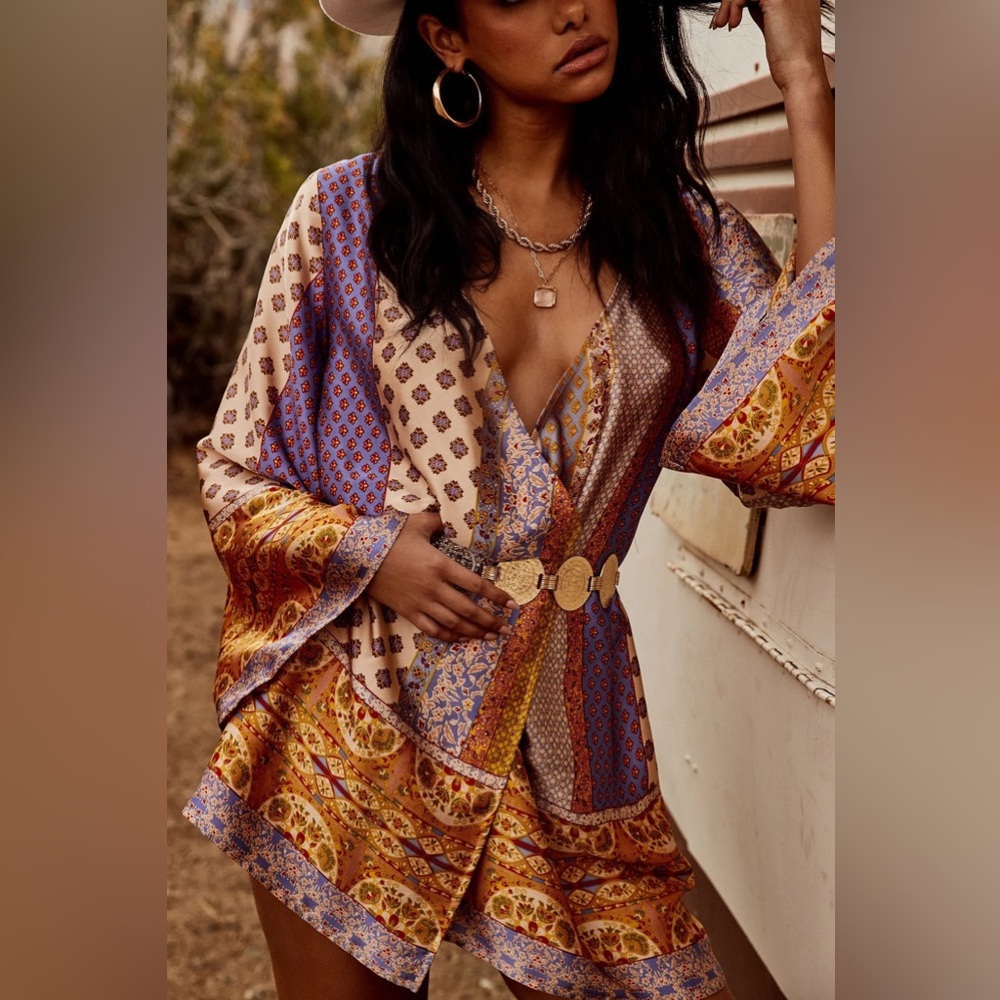 12th Tribe Wrap Dress with Flared Sleeves - NWOT